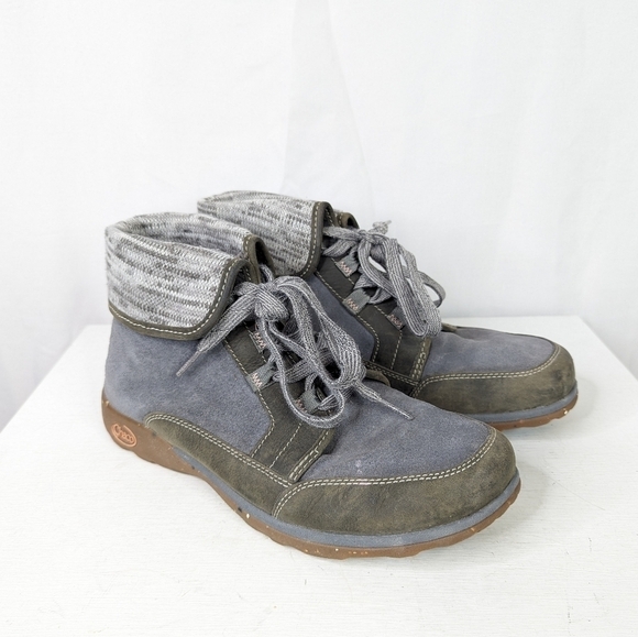 Chaco Barbary Fold Down Suede Leather Lace Up Boots - Picture 1 of 7